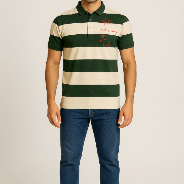 Lined pattern printed Polo Tshirt